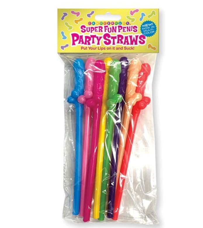 Penis Straws - Asst. Colors Pack Of 8